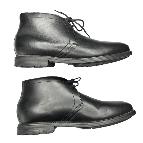 TOMMY HILFIGER Mens Chukka Boots 11 M Black Leather Oxford Boot Rubber Sole EUC - Picture 4 of 15